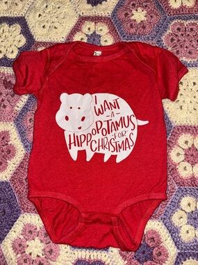 Rabbit Skins Red Infant Onesie with White Graphic Accent